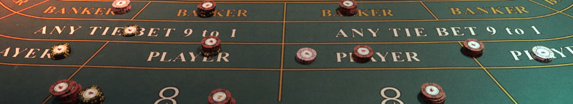 Baccarat table with betting chips