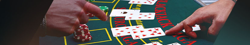 A player and a dealer playing Blackjack