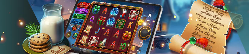 Screenshot of Team Santa Power Combo gam grid and game symbols.